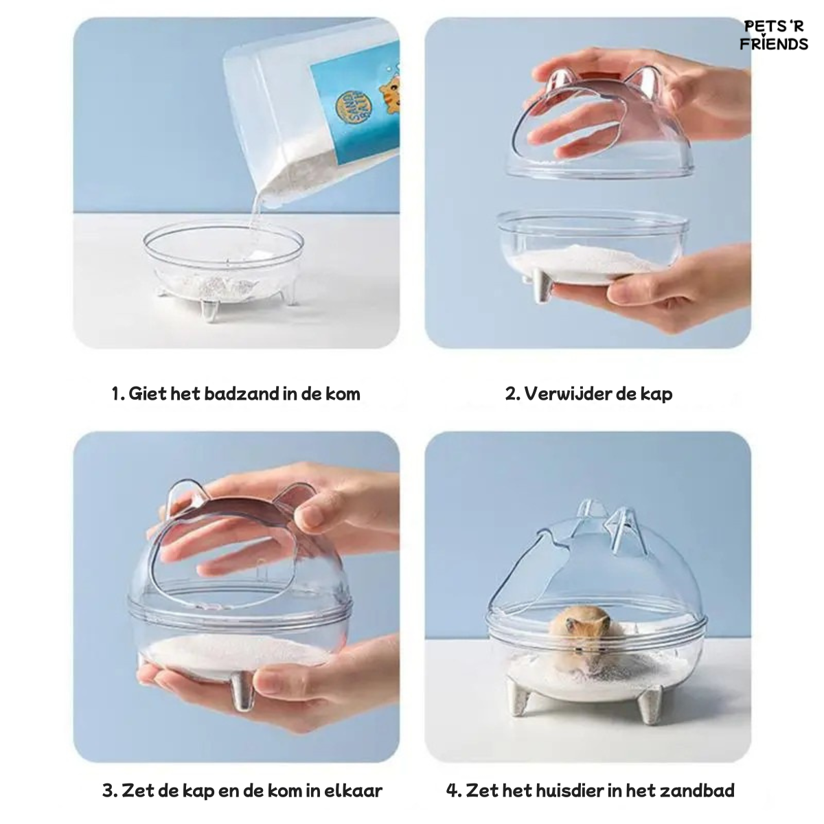 MiniDome™ - Hygiënisch, overzichtelijk en lekvrij zandbaden voor jouw hamster